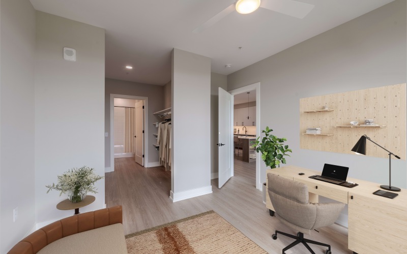 office space with closet entry