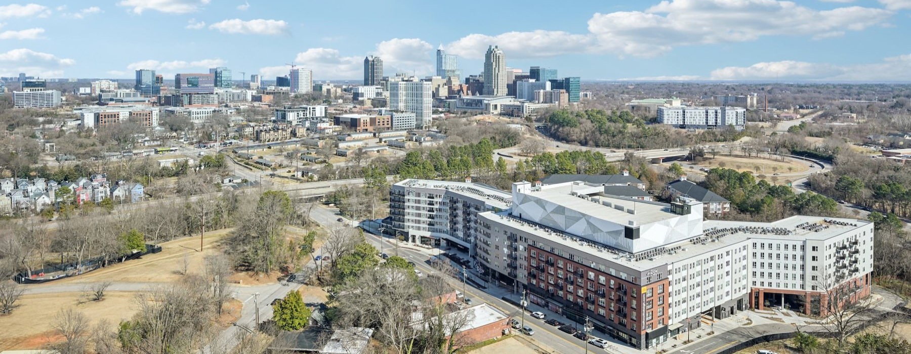 an aerial view of a city