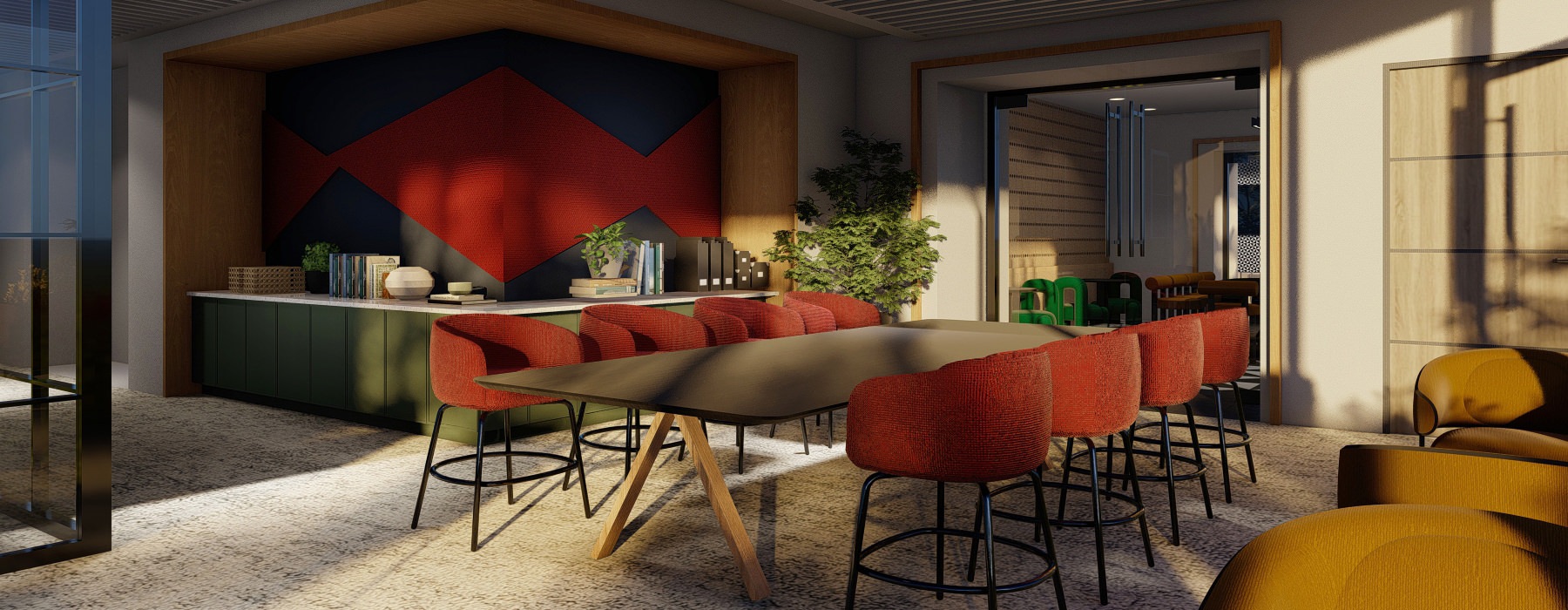 room with large table and chairs